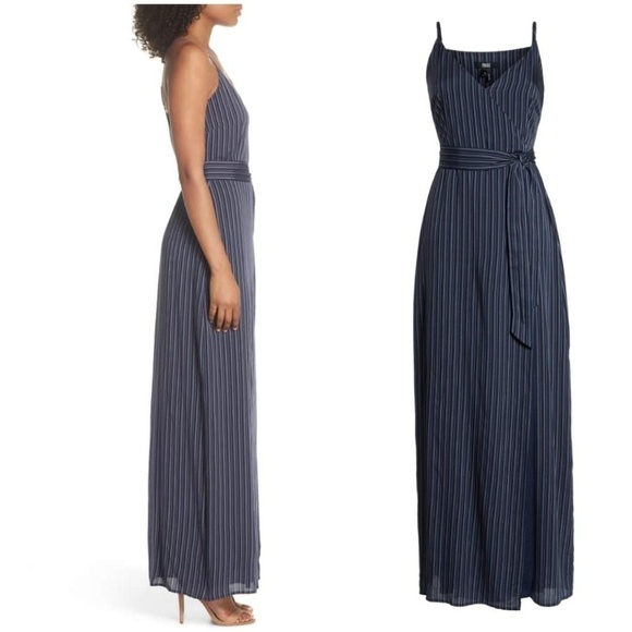 New PAIGE Regina Stripe Maxi Wrap Dress in Rich Navy Small - Picture 3 of 8